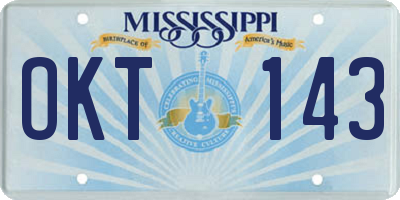 MS license plate OKT143