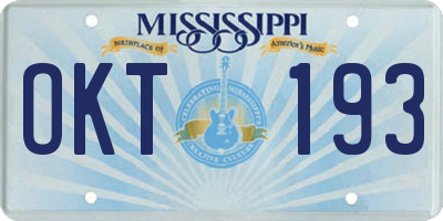 MS license plate OKT193