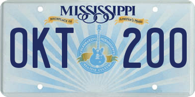 MS license plate OKT200