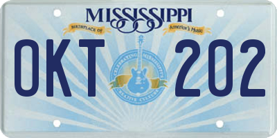 MS license plate OKT202