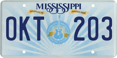 MS license plate OKT203