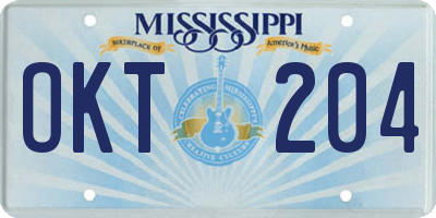 MS license plate OKT204