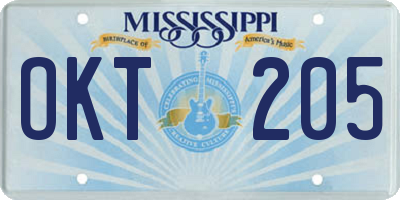 MS license plate OKT205