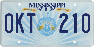 MS license plate OKT210