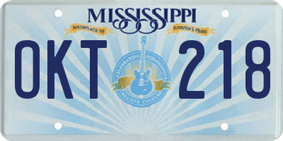 MS license plate OKT218