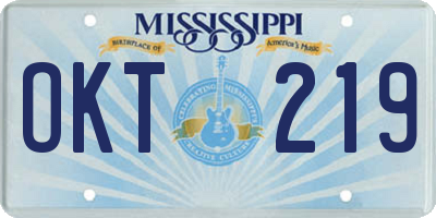 MS license plate OKT219