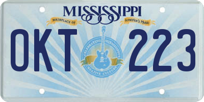 MS license plate OKT223
