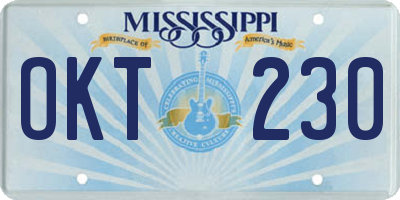 MS license plate OKT230