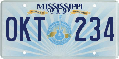 MS license plate OKT234