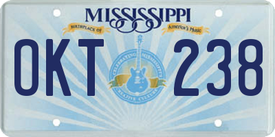 MS license plate OKT238