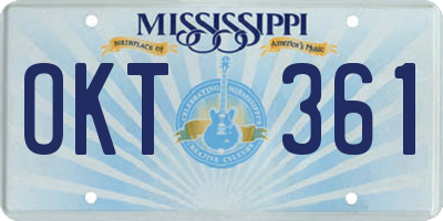 MS license plate OKT361