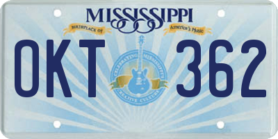 MS license plate OKT362