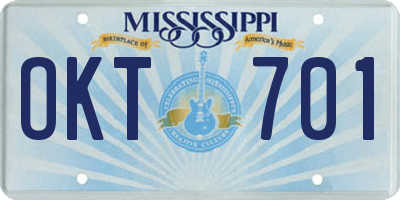MS license plate OKT701