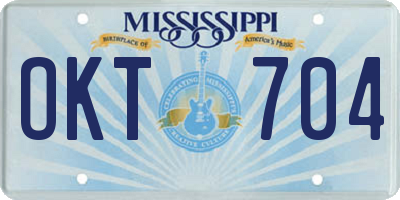 MS license plate OKT704