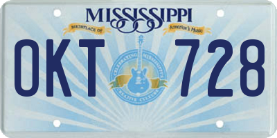 MS license plate OKT728