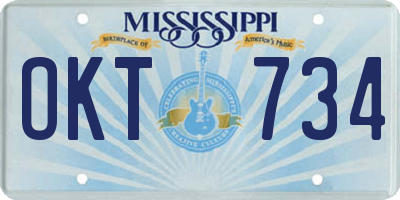 MS license plate OKT734