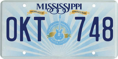 MS license plate OKT748