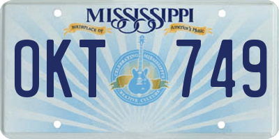 MS license plate OKT749