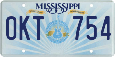 MS license plate OKT754