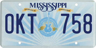 MS license plate OKT758