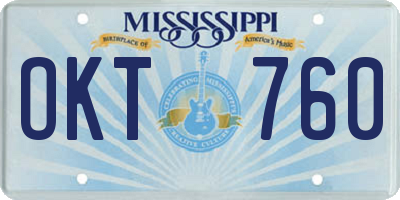 MS license plate OKT760