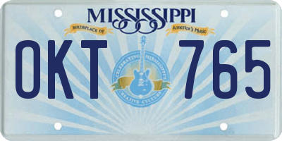 MS license plate OKT765