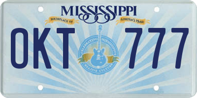 MS license plate OKT777