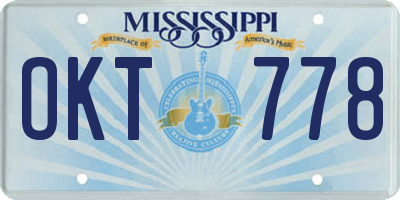 MS license plate OKT778
