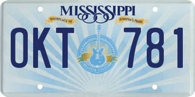 MS license plate OKT781