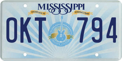 MS license plate OKT794