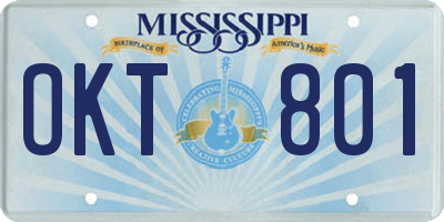 MS license plate OKT801