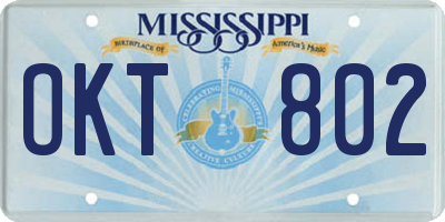 MS license plate OKT802
