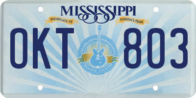 MS license plate OKT803