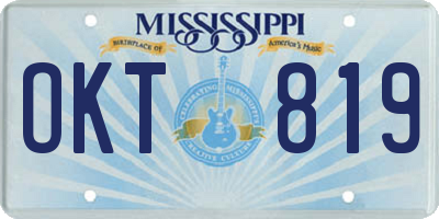 MS license plate OKT819