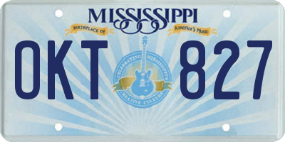 MS license plate OKT827