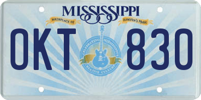MS license plate OKT830