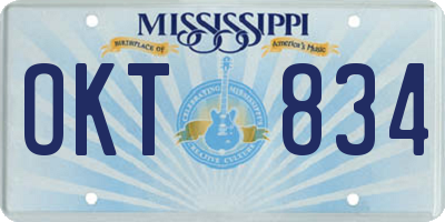 MS license plate OKT834
