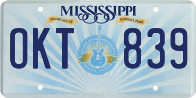 MS license plate OKT839