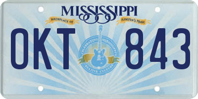 MS license plate OKT843