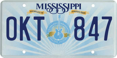 MS license plate OKT847