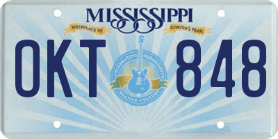 MS license plate OKT848