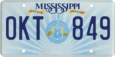 MS license plate OKT849