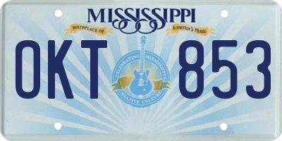 MS license plate OKT853