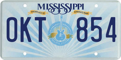 MS license plate OKT854