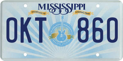 MS license plate OKT860
