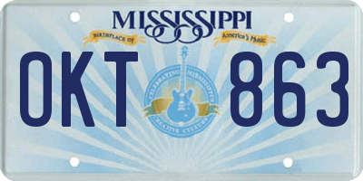 MS license plate OKT863