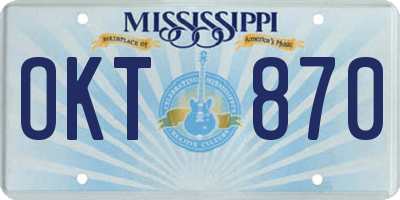 MS license plate OKT870