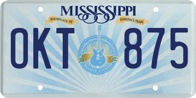 MS license plate OKT875