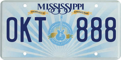 MS license plate OKT888