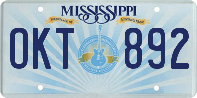 MS license plate OKT892